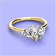 3 - Sasha IGI Certified Heart Shape Lab Grown Diamond & Pear Shape Forever Brilliant Moissanite 2 Stone Duo Ring 
