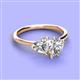 3 - Sasha IGI Certified Heart Shape Lab Grown Diamond & Pear Shape Forever One Moissanite 2 Stone Duo Ring 