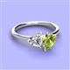 3 - Sasha IGI Certified Heart Shape Lab Grown Diamond & Pear Shape Peridot Stone Duo Ring 