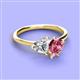 3 - Sasha IGI Certified Heart Shape Lab Grown Diamond & Pear Shape Pink Tourmaline Stone Duo Ring 