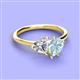 3 - Sasha IGI Certified Heart Shape Lab Grown Diamond & Pear Shape Aquamarine Stone Duo Ring 