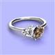 3 - Sasha IGI Certified Heart Shape Lab Grown Diamond & Pear Shape Smoky Quartz Stone Duo Ring 