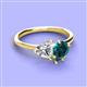 3 - Sasha IGI Certified Heart Shape Lab Grown Diamond & Pear Shape London Blue Topaz Stone Duo Ring 