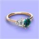 3 - Sasha IGI Certified Heart Shape Lab Grown Diamond & Pear Shape London Blue Topaz Stone Duo Ring 