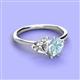 3 - Sasha IGI Certified Heart Shape Lab Grown Diamond & Pear Shape Aquamarine Stone Duo Ring 