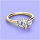 3 - Sasha IGI Certified Pear Shape Lab Grown Diamond & Heart Shape Forever Brilliant Moissanite 2 Stone Duo Ring 
