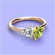 3 - Sasha Heart Shape Forever Brilliant Moissanite & Pear Shape Peridot 2 Stone Duo Ring 