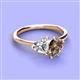 3 - Sasha Heart Shape Forever Brilliant Moissanite & Pear Shape Smoky Quartz 2 Stone Duo Ring 