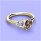 3 - Sasha Heart Shape Forever One Moissanite & Pear Shape Smoky Quartz 2 Stone Duo Ring 