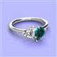 3 - Sasha Heart Shape Forever Brilliant Moissanite & Pear Shape London Blue Topaz 2 Stone Duo Ring 