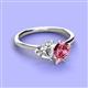 3 - Sasha Heart Shape Forever Brilliant Moissanite & Pear Shape Pink Tourmaline 2 Stone Duo Ring 