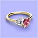 3 - Sasha Heart Shape Forever Brilliant Moissanite & Pear Shape Pink Tourmaline 2 Stone Duo Ring 