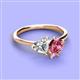 3 - Sasha Heart Shape Forever Brilliant Moissanite & Pear Shape Pink Tourmaline 2 Stone Duo Ring 