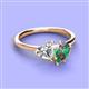 3 - Sasha Heart Shape Forever Brilliant Moissanite & Pear Shape Lab Created Alexandrite 2 Stone Duo Ring 