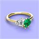 3 - Sasha Heart Shape Forever Brilliant Moissanite & Pear Shape Lab Created Emerald 2 Stone Duo Ring 