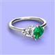 3 - Sasha Heart Shape Forever One Moissanite & Pear Shape Lab Created Emerald 2 Stone Duo Ring 