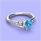 3 - Sasha Heart Shape Forever One Moissanite & Pear Shape Blue Topaz 2 Stone Duo Ring 