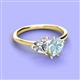 3 - Sasha Heart Shape Forever Brilliant Moissanite & Pear Shape Aquamarine 2 Stone Duo Ring 