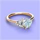 3 - Sasha Heart Shape Forever Brilliant Moissanite & Pear Shape Aquamarine 2 Stone Duo Ring 