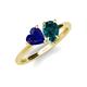4 - Sasha Heart Shape Lab Created Blue Sapphire & Pear Shape London Blue Topaz 2 Stone Duo Ring 