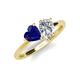 4 - Sasha Heart Shape Lab Created Blue Sapphire & Pear Shape Forever One Moissanite 2 Stone Duo Ring 