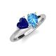 4 - Sasha Heart Shape Lab Created Blue Sapphire & Pear Shape Blue Topaz 2 Stone Duo Ring 