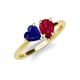 4 - Sasha Heart & Pear Shape Created Blue Sapphire & Created Ruby 2 Stone Duo Ring 