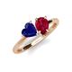 4 - Sasha Heart & Pear Shape Created Blue Sapphire & Created Ruby 2 Stone Duo Ring 