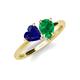 4 - Sasha Heart & Pear Shape Created Blue Sapphire & Created Emerald 2 Stone Duo Ring 