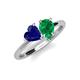 4 - Sasha Heart & Pear Shape Created Blue Sapphire & Created Emerald 2 Stone Duo Ring 