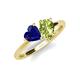 4 - Sasha Heart Shape Lab Created Blue Sapphire & Pear Shape Peridot 2 Stone Duo Ring 