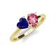 4 - Sasha Heart Shape Lab Created Blue Sapphire & Pear Shape Pink Tourmaline 2 Stone Duo Ring 