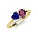 4 - Sasha Heart Shape Lab Created Blue Sapphire & Pear Shape Rhodolite Garnet 2 Stone Duo Ring 