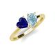 4 - Sasha Heart Shape Lab Created Blue Sapphire & Pear Shape Aquamarine 2 Stone Duo Ring 