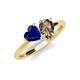 4 - Sasha Heart Shape Lab Created Blue Sapphire & Pear Shape Smoky Quartz 2 Stone Duo Ring 