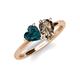 4 - Sasha Heart Shape London Blue Topaz & Pear Shape Smoky Quartz 2 Stone Duo Ring 