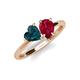 4 - Sasha Heart Shape London Blue Topaz & Pear Shape Lab Created Ruby 2 Stone Duo Ring 