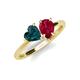 4 - Sasha Heart Shape London Blue Topaz & Pear Shape Lab Created Ruby 2 Stone Duo Ring 