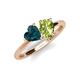 4 - Sasha Heart Shape London Blue Topaz & Pear Shape Peridot 2 Stone Duo Ring 