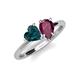 4 - Sasha Heart Shape London Blue Topaz & Pear Shape Rhodolite Garnet 2 Stone Duo Ring 