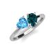 4 - Sasha Heart Shape Blue Topaz & Pear Shape London Blue Topaz 2 Stone Duo Ring 