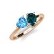 4 - Sasha Heart Shape Blue Topaz & Pear Shape London Blue Topaz 2 Stone Duo Ring 