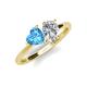 4 - Sasha IGI Certified Pear Shape Lab Grown Diamond & Heart Shape Blue Topaz 2 Stone Duo Ring 