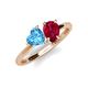 4 - Sasha Heart Shape Blue Topaz & Pear Shape Lab Created Ruby 2 Stone Duo Ring 