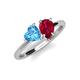 4 - Sasha Heart Shape Blue Topaz & Pear Shape Lab Created Ruby 2 Stone Duo Ring 