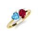 4 - Sasha Heart Shape Blue Topaz & Pear Shape Lab Created Ruby 2 Stone Duo Ring 