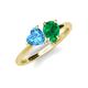 4 - Sasha Heart Shape Blue Topaz & Pear Shape Lab Created Emerald 2 Stone Duo Ring 
