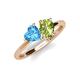 4 - Sasha Heart Shape Blue Topaz & Pear Shape Peridot 2 Stone Duo Ring 