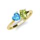 4 - Sasha Heart Shape Blue Topaz & Pear Shape Peridot 2 Stone Duo Ring 