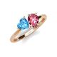 4 - Sasha Heart Shape Blue Topaz & Pear Shape Pink Tourmaline 2 Stone Duo Ring 